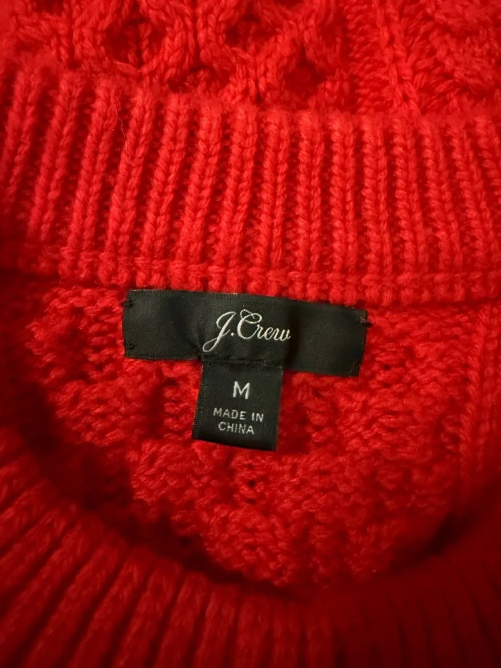 J. CREW Red Cable Knit Wool Blend Sweater Size M